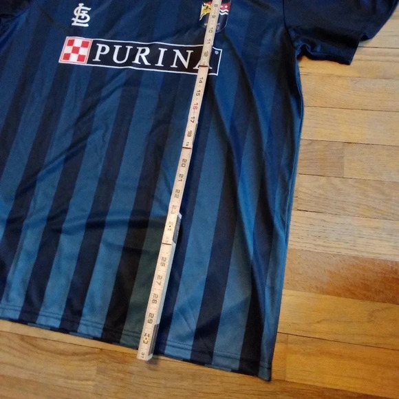 St Louis Cardinals Soccer Jersey Mens XL Blue Striped Short Sleeve MLB Baseball - Picture 3 of 5